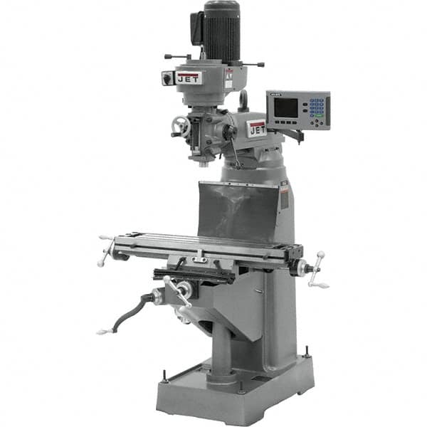 Jet - 7-7/8" Table Width x 35-3/4" Table Length, Variable Speed Pulley Control, 3 Phase Knee Milling Machine - R8 Spindle Taper, 1-1/2 hp - A1 Tooling