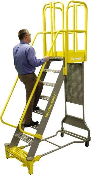 Cotterman - 158" 9 Step Super Duty Ladder - Rolling Safety Ladder, 1,000 Lb Capacity, 44" Base Width x 53" Base Depth, Grip Strut - A1 Tooling