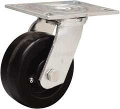 Hamilton - 5" Diam x 2" Wide x 6-1/2" OAH Top Plate Mount Swivel Caster - Phenolic, 900 Lb Capacity, Straight Roller Bearing, 4-1/2 x 6-1/4" Plate - A1 Tooling