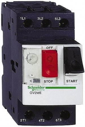 Schneider Electric - 18 Amp, 690 VAC at 50/60 Hz, 3 Pole, Bolt On, Clip Motor Circuit Breaker - Thermal Magnetic Trip, Multiple Breaking Capacity Ratings, 78mm Deep x 89mm High x 45mm Wide - A1 Tooling