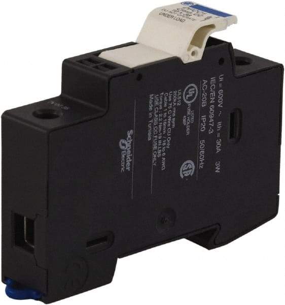 Schneider Electric - 1 Pole, 600 Volt, 30 Amp, DIN Rail Mount Fuse Holder - Compatible with CC Class, 17mm Wide Fuse - A1 Tooling