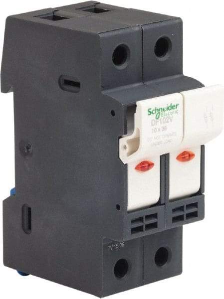 Schneider Electric - 2 Pole, 600 Volt, 32 Amp, DIN Rail Mount Fuse Holder - Compatible with AM,GG Class, 38mm Long x 35mm Wide and 10mm Diameter Fuse - A1 Tooling