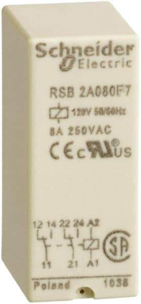 Schneider Electric - 2,000 VA Power Rating, Electromechanical Plug-in General Purpose Relay - 8 Amp at 250 VAC & 28 VDC, 2CO, 120 VAC - A1 Tooling