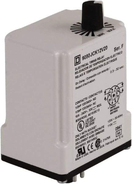 Square D - DPDT Time Delay Relay - 10 Contact Amp, 110 VDC & 120 VAC - A1 Tooling