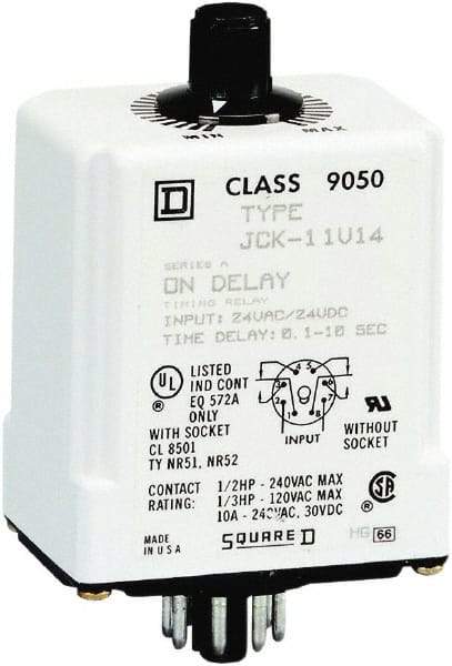 Square D - DPDT Time Delay Relay - 10 Contact Amp, 24 VAC/VDC - A1 Tooling