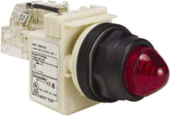 Schneider Electric - 120 V Red Lens LED Press-to-Test Indicating Light - Round Lens, Screw Clamp Connector, Corrosion Resistant, Dust Resistant, Oil Resistant - A1 Tooling