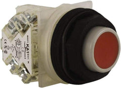 Schneider Electric - 30mm Mount Hole, Extended Straight, Pushbutton Switch with Contact Block - Red Pushbutton, Momentary (MO) - A1 Tooling