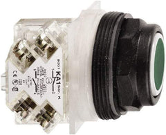 Schneider Electric - 30mm Mount Hole, Flush, Pushbutton Switch with Contact Block - Octagon, Green Pushbutton, Momentary (MO) - A1 Tooling