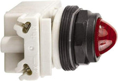 Schneider Electric - 120 VAC/VDC Red Lens Incandescent Pilot Light - Round Lens, Screw Clamp Connector, 54mm OAL x 42mm Wide, Vibration Resistant - A1 Tooling