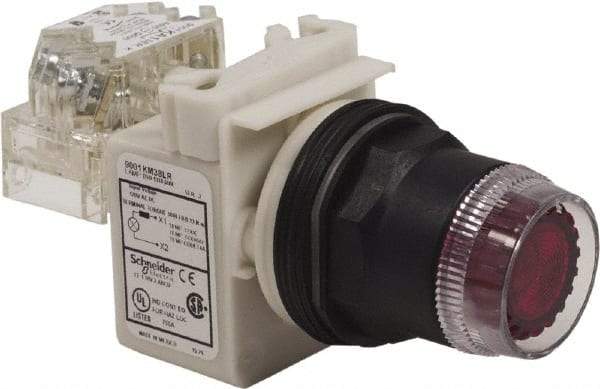 Schneider Electric - 30mm Mount Hole, Extended Straight, Pushbutton Switch with Contact Block - Red Pushbutton, Momentary (MO) - A1 Tooling