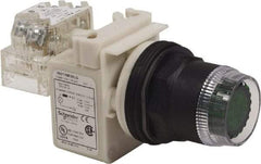 Schneider Electric - 30mm Mount Hole, Extended Straight, Pushbutton Switch with Contact Block - Green Pushbutton, Momentary (MO) - A1 Tooling