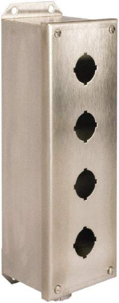 Schneider Electric - 4 Hole, 30mm Hole Diameter, Stainless Steel Pushbutton Switch Enclosure - 1, 3, 4, 12, 4X NEMA Rated - A1 Tooling