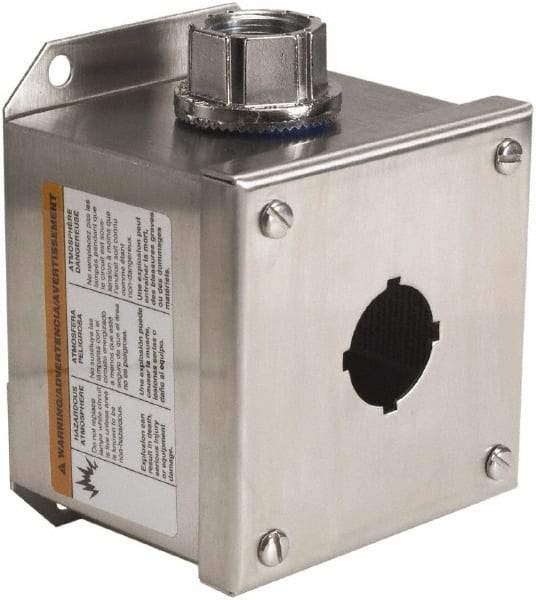 Schneider Electric - 1 Hole, 30mm Hole Diameter, Stainless Steel Pushbutton Switch Enclosure - 1, 3, 4, 12, 4X NEMA Rated - A1 Tooling