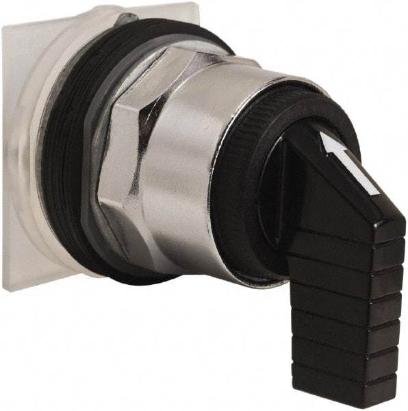 Schneider Electric - 30mm Mount Hole, 3 Position, Knob and Pushbutton Operated, Selector Switch Only - Black, Momentary (MO), without Contact Blocks, Weatherproof and Dust and Oil Resistant - A1 Tooling