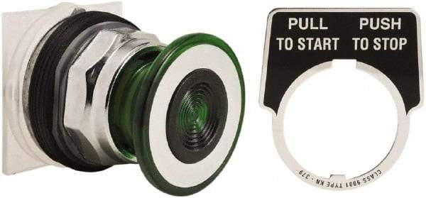 Schneider Electric - 30mm Mount Hole, Extended Straight, Pushbutton Switch Only - Green Pushbutton, Maintained (MA) - A1 Tooling