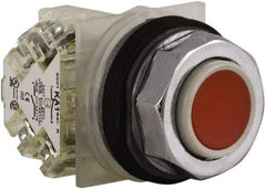 Schneider Electric - 30mm Mount Hole, Extended Straight, Pushbutton Switch with Contact Block - Red Pushbutton, Momentary (MO) - A1 Tooling