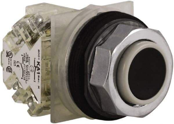 Schneider Electric - 30mm Mount Hole, Extended Straight, Pushbutton Switch with Contact Block - Black Pushbutton, Momentary (MO) - A1 Tooling