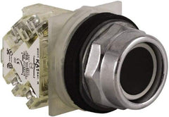 Schneider Electric - 30mm Mount Hole, Extended Straight, Pushbutton Switch with Contact Block - Black Pushbutton, Momentary (MO) - A1 Tooling