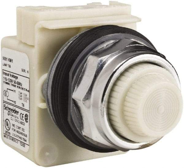 Schneider Electric - 120 VAC White Lens Indicating Light - Screw Clamp Connector - A1 Tooling