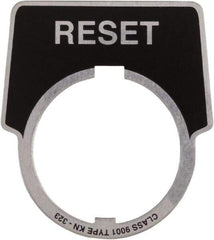 Schneider Electric - Aluminum Legend Plate - Reset - Black Background, 30mm Hole Diameter, 1-3/4 Inch Wide - A1 Tooling