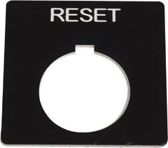 Schneider Electric - Square, Plastic Legend Plate - Reset - Black Background, White Letters, 1.2 Inch Hole Diameter, 2-1/4 Inch Square - A1 Tooling