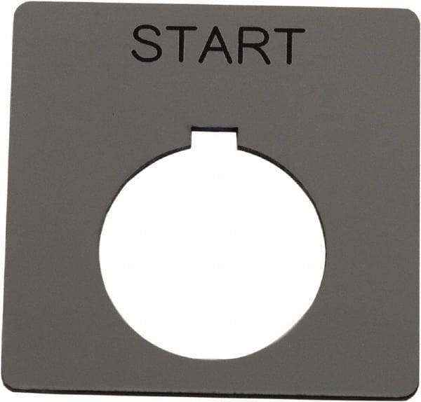 Schneider Electric - Square, Plastic Legend Plate - Start - Silver Background, Black Letters, 1.2 Inch Hole Diameter, 2-1/4 Inch Square - A1 Tooling