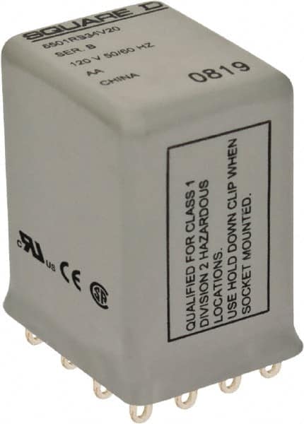 Square D - Electromechanical Plug-in General Purpose Relay - 5 Amp at 240 VAC, 4PDT, 24 VAC at 50/60 Hz - A1 Tooling