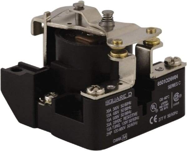 Square D - 2 hp, 10 VA Power Rating, Electromechanical Screw Clamp General Purpose Relay - 10 Amp at 600 V & 40 Amp at 277 VAC, SPST, 24 VAC at 50/60 Hz, 63.6mm Wide x 50.3mm High x 63.2mm Deep - A1 Tooling