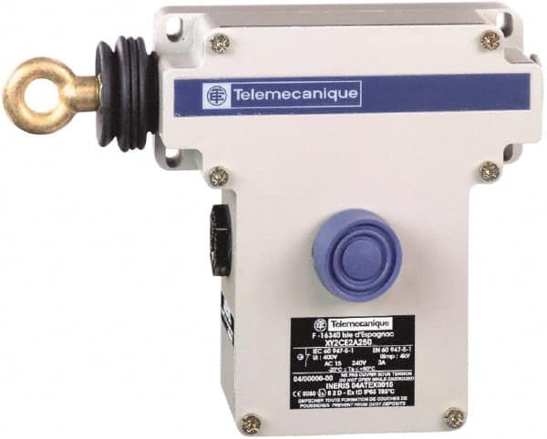 Telemecanique Sensors - 10 Amp, 2NC Configuration, Left Hand Operation, Rope Operated Limit Switch - Pushbutton Reset, Rope Pull, No Pilot Light, 300 VAC - A1 Tooling