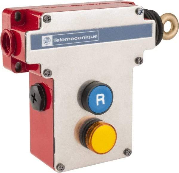 Telemecanique Sensors - 10 Amp, 2NO/2NC Configuration, Right Hand Operation, Rope Operated Limit Switch - Pushbutton Reset, Cable Pull, Pilot Light Indicator, 300 VAC - A1 Tooling