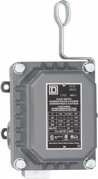 Square D - 4 NEMA Rated, DPST, Float Switch Pressure and Level Switch - 575 VAC, Line-Load-Load-Line Terminal - A1 Tooling