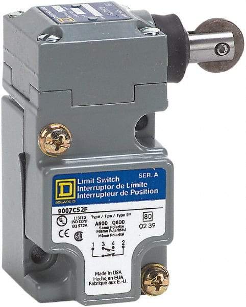 Square D - SPDT, NC/NO, 600 Volt Screw Terminal, Roller Plunger Actuator, General Purpose Limit Switch - 1, 2, 4, 6, 12, 13, 6P NEMA Rating, IP67 IPR Rating - A1 Tooling