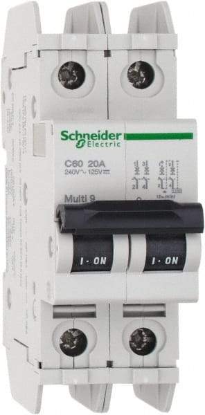 Schneider Electric - 20 Amp, 125 VDC, 240 VAC, 60 VDC, 1 Pole, DIN Rail Mount, Fixed Mount Miniature Circuit Breaker - Thermal Magnetic Trip, Multiple Breaking Capacity Ratings, 73mm Deep x 107mm High x 36mm Wide - A1 Tooling