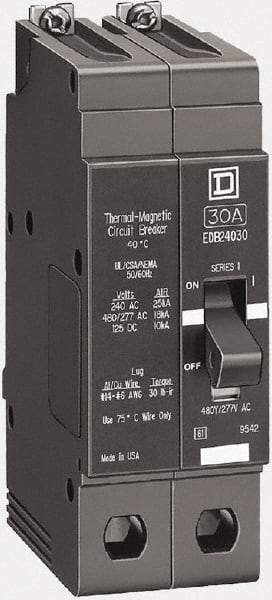 Square D - 30 Amp, 480Y/277 Volt, 2 Pole, Bolt On Miniature Circuit Breaker - 18 kA Breaking Capacity, 12, 14 AWG - A1 Tooling