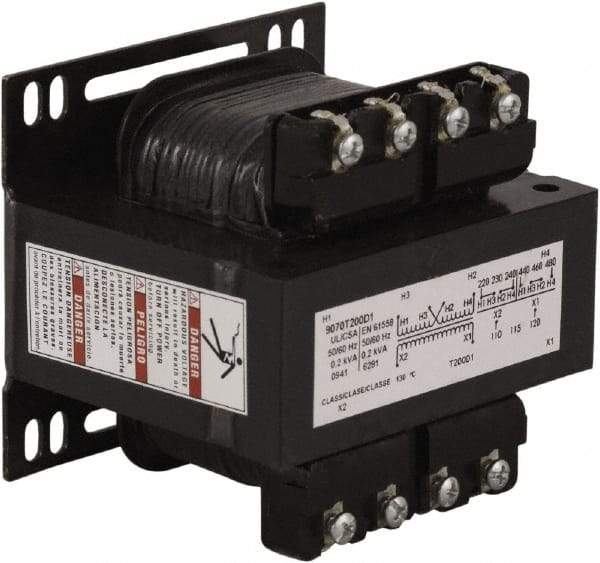 Square D - 200 VA, Top Mount Fuse Block Control Transformer - 50/60 Hz, 3.59 Inch Deep x 3.2 Inch High - A1 Tooling