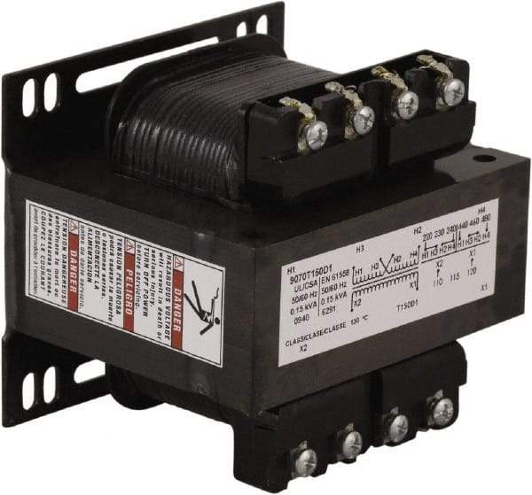 Square D - 150 VA, Top Mount Fuse Block Control Transformer - 50/60 Hz, 3.59 Inch Deep x 3.2 Inch High - A1 Tooling