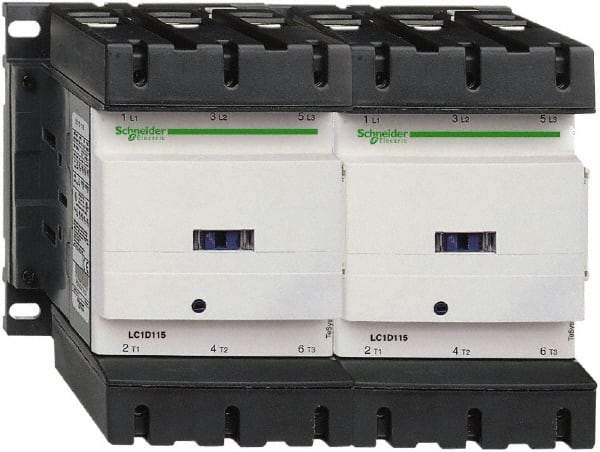 Schneider Electric - 3 Pole, 120 Coil VAC at 50/60 Hz, 150 Amp at 440 VAC, Reversible IEC Contactor - 3 Phase hp: 100 at 460/480 VAC, 125 at 575/600 VAC, 40 at 200/208 VAC, 50 at 230/240 VAC - A1 Tooling