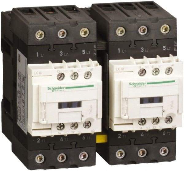 Schneider Electric - 3 Pole, 24 Coil VAC at 50/60 Hz, 500 Amp at 440 VAC, Reversible IEC Contactor - 1 Phase hp: 3 at 115 VAC, 7.5 at 230/240 VAC, 3 Phase hp: 15 at 200/208 VAC, 15 at 230/240 VAC, 40 at 460/480 VAC, 40 at 575/600 VAC - A1 Tooling