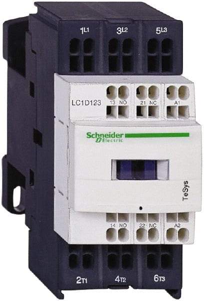 Schneider Electric - 3 Pole, 24 Coil VDC, 16 Amp at 440 VAC and 9 Amp at 440 VAC, Nonreversible IEC Contactor - 1 Phase hp: 0.5 at 115 VAC, 1 at 230/240 VAC, 3 Phase hp: 2 at 200/208 VAC, 2 at 230/240 VAC, 5 at 460/480 VAC, 7.5 at 575/600 VAC - A1 Tooling