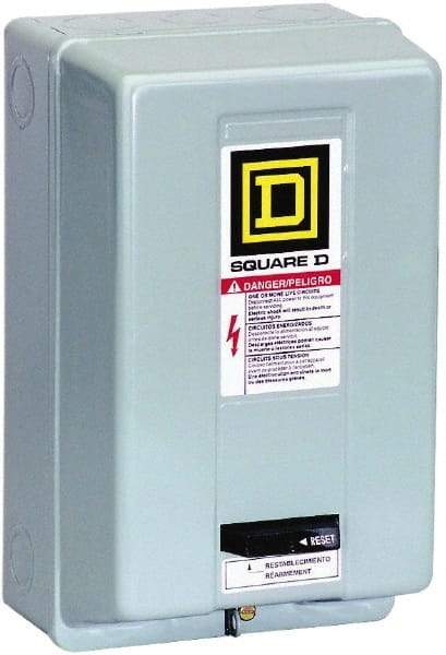 Square D - 120 Coil VAC at 60 Hz, 480 Coil VAC at 60 Hz, 18 Amp, Nonreversible Enclosed Enclosure NEMA Motor Starter - 3 Phase hp: 3 at 200 VAC, 3 at 230 VAC, 5 at 460 VAC, 5 at 575 VAC, 1 Enclosure Rating - A1 Tooling