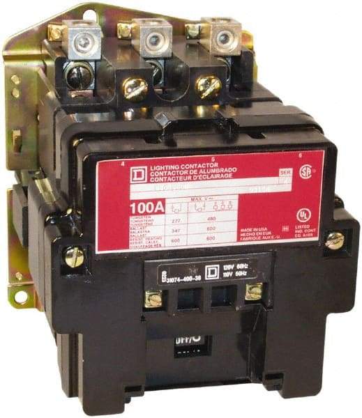 Square D - No Enclosure, 3 Pole, Electrically Held Lighting Contactor - 60 A (Tungsten), 24 VAC at 60 Hz - A1 Tooling