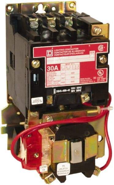 Square D - No Enclosure, 3 Pole, Mechanically Held Lighting Contactor - 30 A (Tungsten), 277 VAC at 60 Hz - A1 Tooling