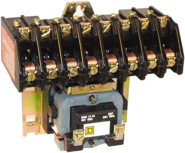 Square D - No Enclosure, 8 Pole, Electrically Held Lighting Contactor - 20 A (Tungsten), 30 A (Fluorescent), 277 VAC at 60 Hz, 8NO Contact Configuration - A1 Tooling