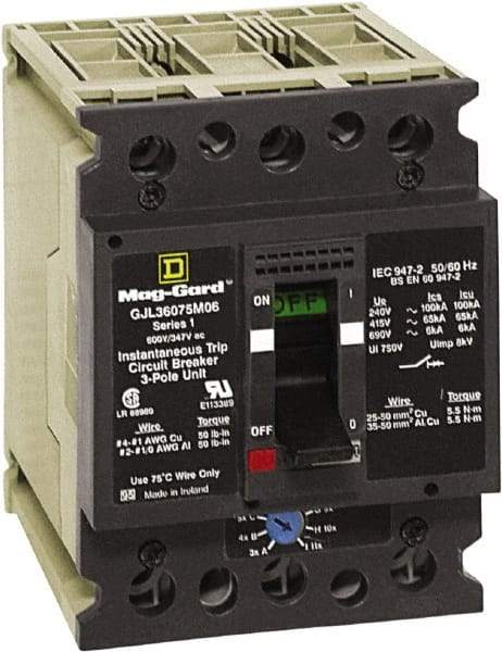 Square D - 30 Continuous Amp, Motor Circuit Protector - 3 Pole, 90 to 330 A Trip Setting - A1 Tooling