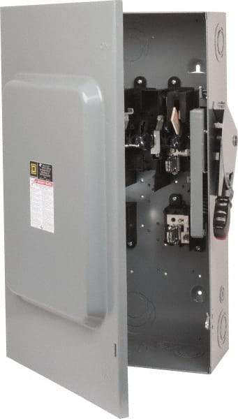 Square D - 200 Amp, 240 VAC, 250 VDC, 2 Pole Fused Safety Switch - NEMA 1, 15 hp at 240 VAC (Single Phase), 60 hp at 240 VAC, 40 hp at 250 VDC (Triple Phase), DPST Contact Form - A1 Tooling