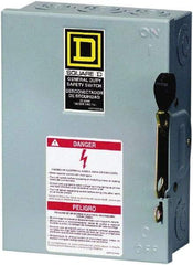 Square D - 30 Amp, 120/240 V, 2 Pole Fused Safety Switch - NEMA 1, 2 hp at 120 VAC, 3 hp at 240 VAC (Single Phase), DPST Contact Form - A1 Tooling