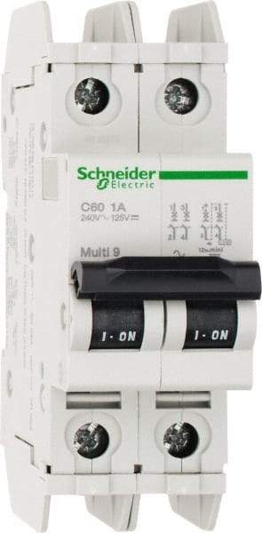 Schneider Electric - 1 Amp, 125 VDC, 240 VAC, 60 VDC, 1 Pole, DIN Rail Mount, Fixed Mount Miniature Circuit Breaker - Thermal Magnetic Trip, Multiple Breaking Capacity Ratings, 73mm Deep x 107mm High x 36mm Wide - A1 Tooling