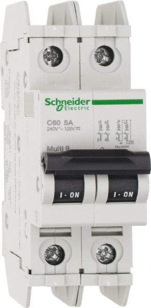 Schneider Electric - 5 Amp, 125 VDC, 240 VAC, 60 VDC, 1 Pole, DIN Rail Mount, Fixed Mount Miniature Circuit Breaker - Thermal Magnetic Trip, Multiple Breaking Capacity Ratings, 73mm Deep x 107mm High x 36mm Wide - A1 Tooling