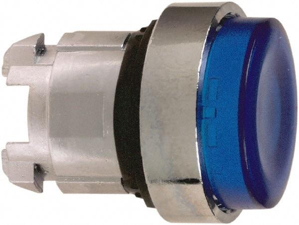 Schneider Electric - 22mm Mount Hole, Extended Straight, Pushbutton Switch Only - Round, Blue Pushbutton, Illuminated, Maintained (MA) - A1 Tooling