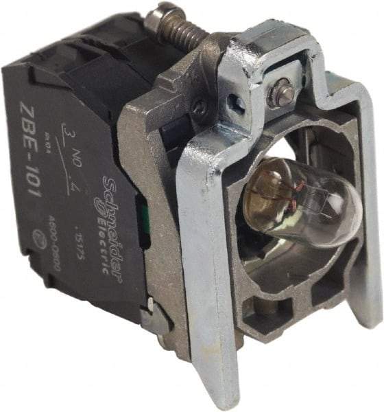 Schneider Electric - Pushbutton Switch Mounting Collar with Contact Block & Light Module - BA 9s Lamp - A1 Tooling